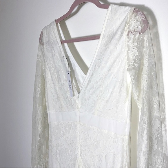 Ark & Co. Long Sleeve Floral Wedding Dress with Train | US Size S - Picture 3 of 13